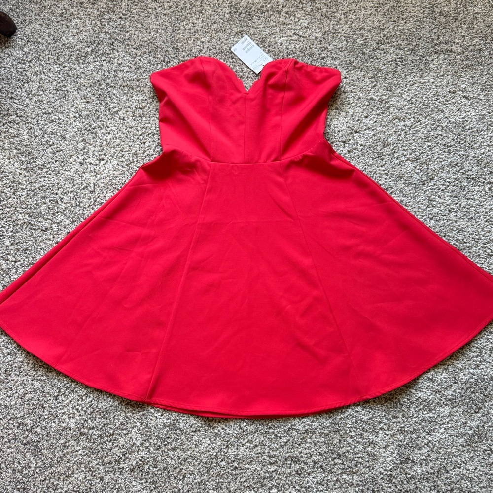 NWT Red Sexy Mini Dress fit-and-flare strapless cocktail dress size 8